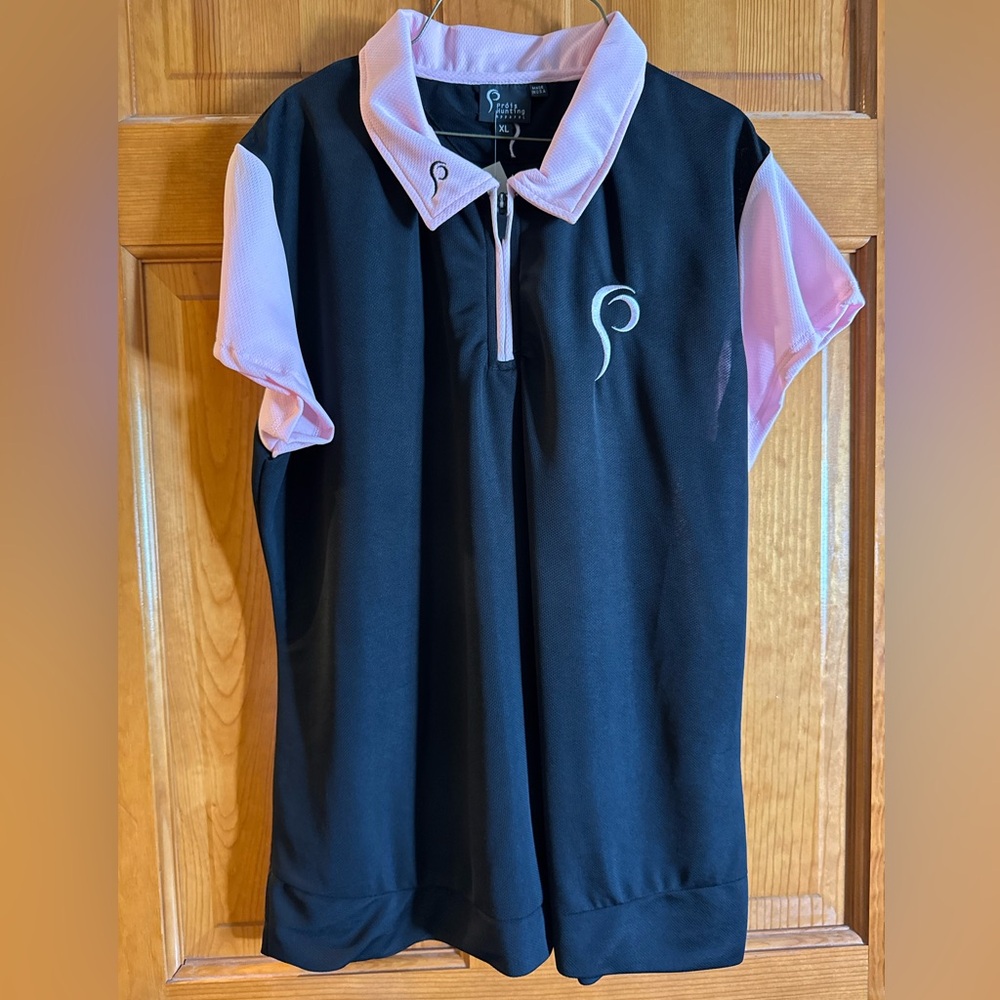 Prois Women's Turas Short Sleeve Black and Pink Polo Shirt BNWT XL